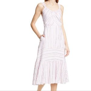 Rebecca Taylor White Striped Midi Dress